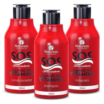 SOS Healthy Hair Home Care Bath of Vitamins Maintenance 3x300ml - Natureza - eCosmeticsBrazil